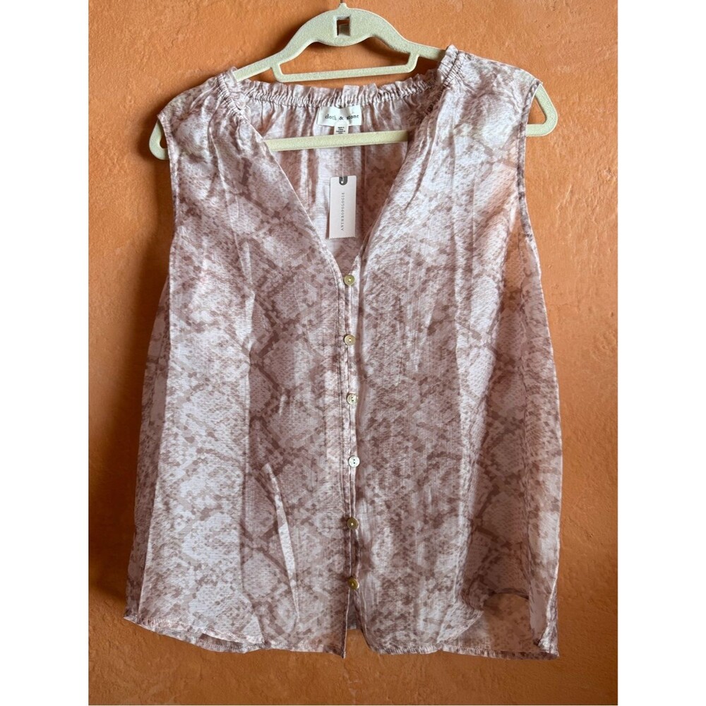 Cloth & Stone Anthropologie Snake Print Sleeveless Blouse NWT L